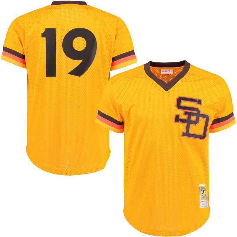 San Diego Padres #19 Tony Gwynn Mitchell And Ness Yellow Throwback Stitched MLB Jersey JiaSu,We sell and wholesale San Diego Padres #19 Tony Gwynn Mitchell And Ness Yellow Throwback Stitched MLB Jersey JiaSu on line form chian!